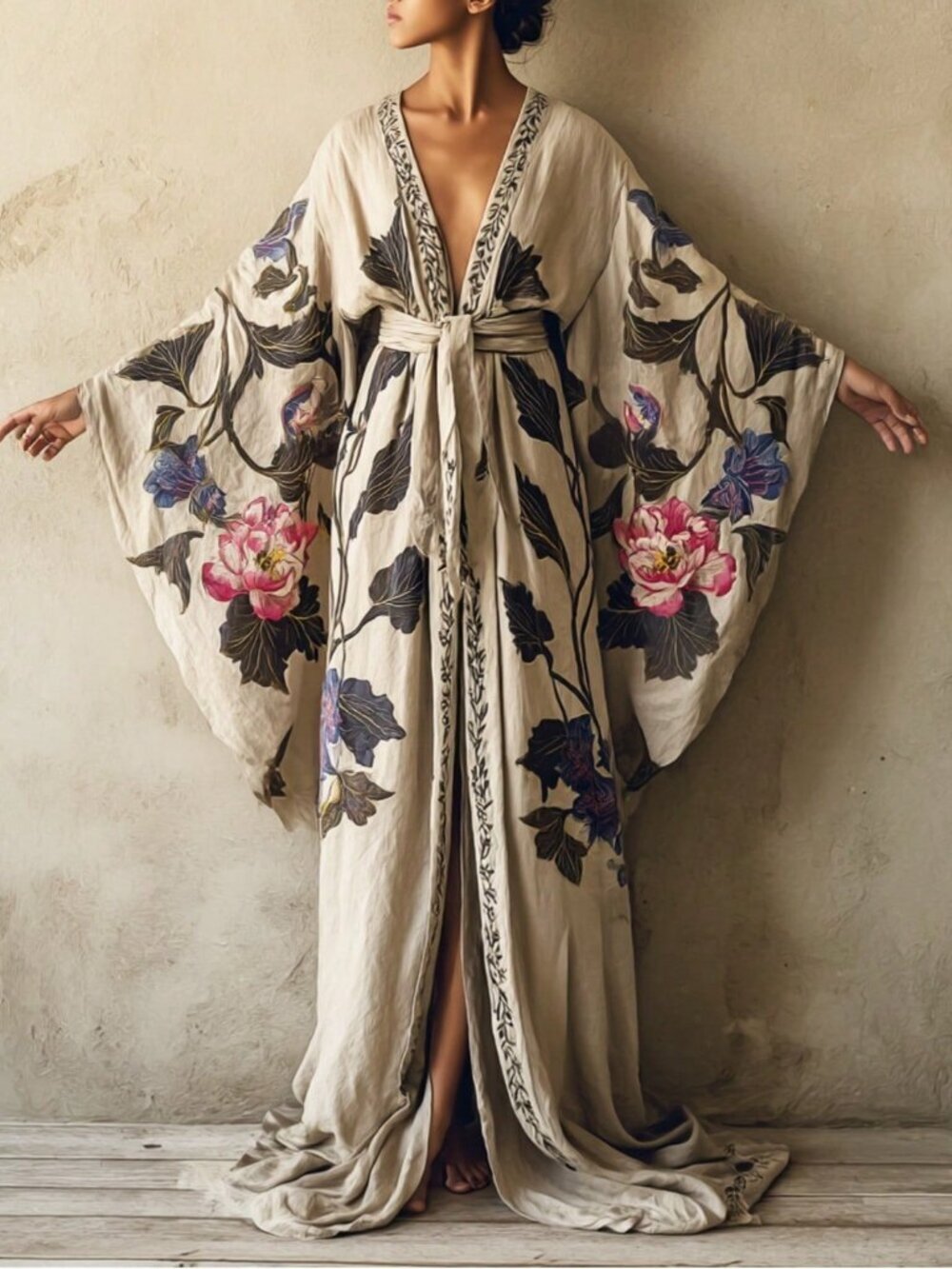 Multicolor Casual Women's Elegant Kimono-Style Robe